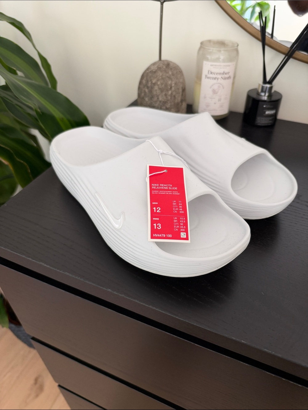 Nike White mens Slide Sandals with Raised Platform